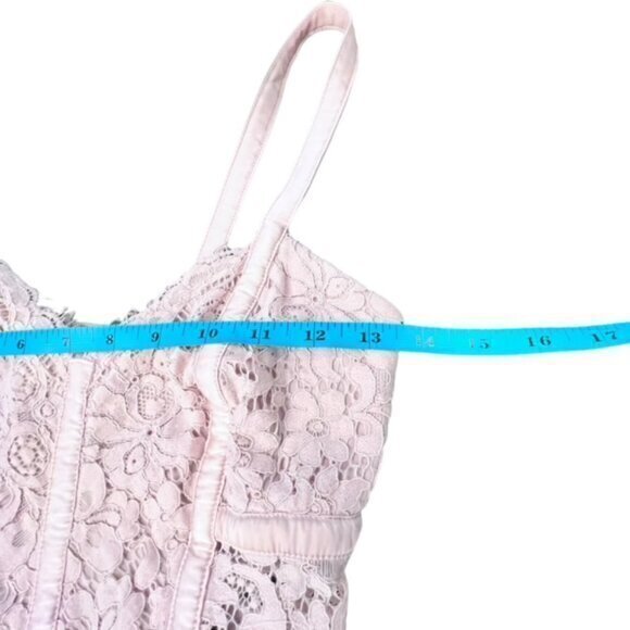 Express Y2K Dress Sz 0 Pink Eyelet Corset Sleeveless Satin Barbie Cottage Fairy - Picture 10 of 13